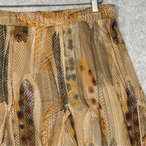 Anthropologie Fei Feather Print Skirt-Tan/Brown/Yellow/Black-Women Size 10